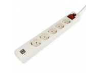 Сетевой фильтр EHW-6-USB 2,2 кВт (10А) 1,8м 5 евророзеток + 2 USB 2А (белый)