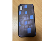 Силиконовый бампер для Iphone X, черно-синие клетки
