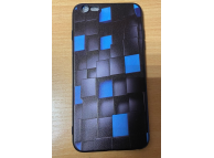 Силиконовый бампер для Iphone 6Plus, черно-синие клетки