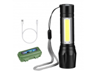 SK68-COB - светодиодный фонарь с аккумулятором (LED+COB, 5 Вт, 3 режима, зум, 600 мАч, MicroUSB)