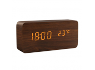 Настольные цифровые часы с термометром, коричневое дерево (CYP-010)