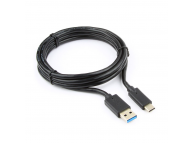 USB 3.0 AM/Type-C, QC3.0, 3A, 36Вт, медь, Pro, 1.8м, черный