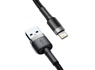 USB 2.0 - Lightning , 1 метр, ток 2.4 А, тканевая оплетка, черный