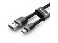 USB 2.0 - Type-C, 2 метра, быстрая зарядка 2 А, тканевая оплетка, черный