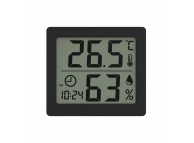 KD-51 - термометр/гигрометр комнатный, черный/белый (ЖК экран, часы, CR2032)