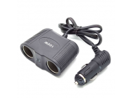 Разветвитель гнезда прикуривателя на 2 гнезда, кабель 60 см, 100 Вт, индикатор