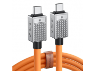 USB 3.2 Type-C - Type-C, 50 см, быстрая зарядка 240 Вт, силиконовая оплетка, оранжевый