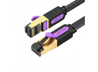 Патч-корд RJ45-RJ45, кат 7, 4 пары, STP, 10 Гбит/с, 15 м, плоский, черный