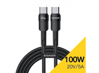 USB 2.0 Type-C - Type-C черный, 2 метра, быстрая зарядка 100 Вт, 5 А, тканевая оплетка
