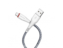 USB - micro USB 1 м. 2.4A, плетеный шнур, белый, BX25