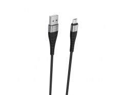 USB - micro USB 1 м. 2.4A, плетеный шнур, черный, BX32