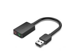 Внешняя USB звуковая карта 2.1 (кабель 15 см, 1 x 3.5 аудио, 1 x 3.5 мм микрофон)
