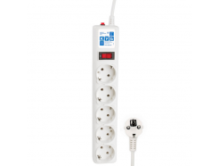 Сетевой фильтр SPG-B-6-WHITE 2.2 кВт (10 А), 1.9 м, 5 розеток с заземлением (белый)
