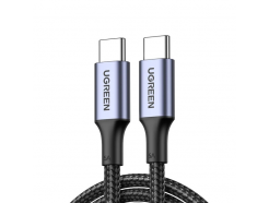USB 2.0 Type-C - Type-C, 1.5 метра, быстрая зарядка 100 Вт, 5 А, тканевая оплетка, черный (70428)