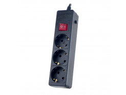 Сетевой фильтр POWER+, 5 м, 3 розетки, 10 А, 2300 Вт, черный (PF-PP-3/5.0-B)