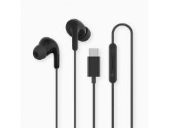 Type-C Earphones черные - наушники канального типа с микрофоном (USB C, IP54)