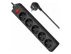 Сетевой фильтр ES, 5 метров, 5 розеток, 10 А, 2200 Вт, черный