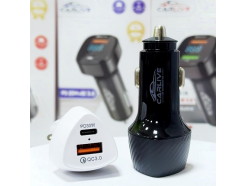 CR34 - автомобильное зарядное устройство в прикуриватель, USB A + USB C, QC 30 Вт, белый