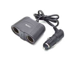 Разветвитель гнезда прикуривателя на 2 гнезда, кабель 60 см, 100 Вт, индикатор