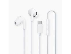 Type-C Earphones белые - наушники канального типа с микрофоном (USB C, IP54)