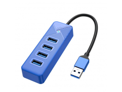 USB 3.0 Hub - 4 порта USB A, кабель 15 см, синий (GiGimundo PG4U-U3-015-BL)