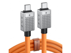 USB 3.2 Type-C - Type-C, 50 см, быстрая зарядка 240 Вт, силиконовая оплетка, оранжевый