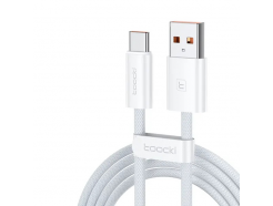 USB 2.0 - Type-C, 25 см, быстрая зарядка 3 А, тканевая оплетка, белый
