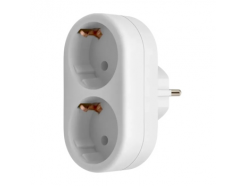 Разветвитель сетевой на 2 гнезда, 16 А, с заземлением, белый (TA-03)