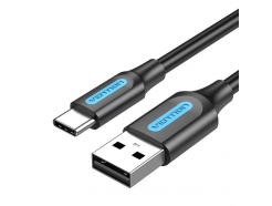 USB 2.0 - Type-C черный, 2 метра, быстрая зарядка 3 А, ПВХ оплетка