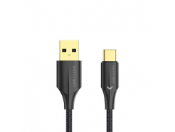 USB 2.0 - Type-C черный, 1 метр, быстрая зарядка 3 А, нейлоновая оплетка
