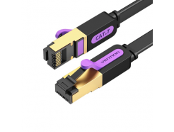 Патч-корд RJ45-RJ45, кат 7, 4 пары, STP, 10 Гбит/с, 15 м, плоский, черный