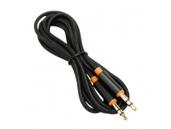 AUX 3.5 мм штекер - 3.5 мм штекер, 2 метра, 3-pin, 99.9% медный, нейлоновая оплетка, черный