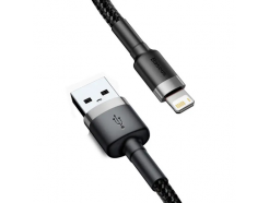 USB 2.0 - Lightning , 2 метра, ток 1.5 А, тканевая оплетка, черный