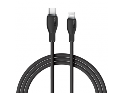 USB Type-C - Lightning, 2 метра, быстрая зарядка 27 Вт, Soft TPE, черный/белый