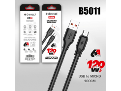 USB 2.0 - Type-C, 1 метр, 6 А, 120 Вт, силикон, морозостойкий, черный (DS56)