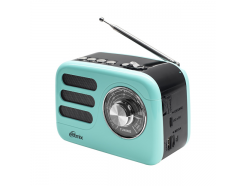 RPR-033 Azure - радиоприемник с аккумулятором (5 Вт, Bluetooth, MicroSD, USB-flash, 1200 мАч, USB C)