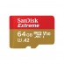 MicroSDXC 64 GB EXTREME без адаптера UHS-I U3 V30 A2 запись до 80 МБ/с (SDSQXAH-064G-GN6MN)